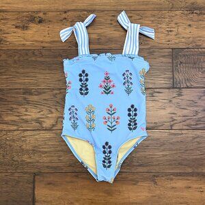 Pink Chicken Blue Floral One-Piece Swimsuit *